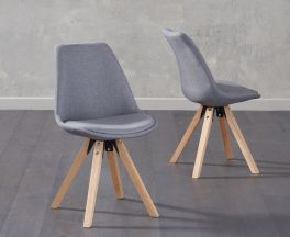 Olivier Square Leg Dark Grey Fabric Chairs (Pair)