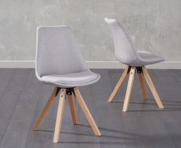 Olivier Square Leg Light Grey Fabric Chairs (Pair)
