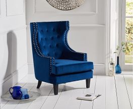 Portia Blue Velvet Accent Chair