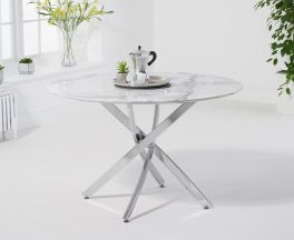 Clara Round 120cm White Marble Effect Table