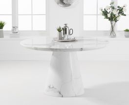 Ramiro 130cm Round White Marble Dining Table