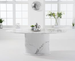 Cooper 200cm Oval White Marble Dining Table