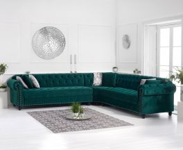 Barbican Green Velvet Corner Sofa