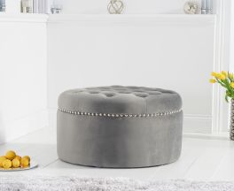 New England grey velvet footstool