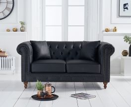 Montrose Black Leather 2 Seater Sofa