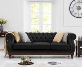 Highgrove Black Leather 3 Seater Sofa 