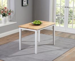 Chichester Solid Hardwood & Painted 115cm Dining Table - Oak & White