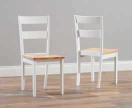 Chichester Solid Hardwood & Painted Dining Chairs (Pairs) - Oak & White