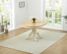 Elstree Solid Hardwood & Painted 100cm Extending Dining Table (Oak & Cream)