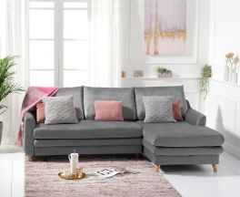 Mante Grey Linen Right Hand Facing Corner Sofa Bed