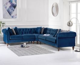 Lauren Medium Blue Velvet Corner Sofa
