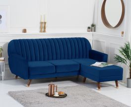 Leslie Sofa Bed in Blue Velvet