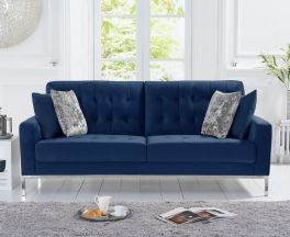Lillian Blue Velvet 3 Seater Sofa