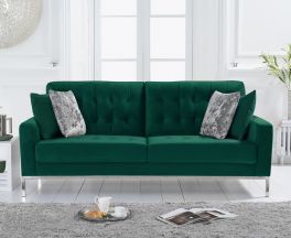 Lillian Green Velvet 3 Seater Sofa