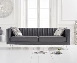 Danielle Grey Velvet 3 Seater Sofa