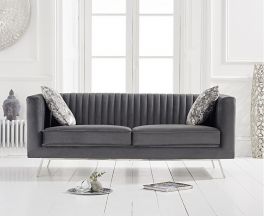 Danielle Grey Velvet 2 Seater Sofa