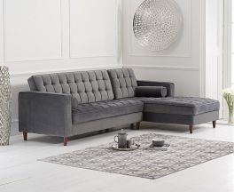 Anneliese Grey Velvet Right Facing Chaise Sofa