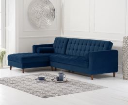 Anneliese Blue Velvet Left Facing Chaise Sofa
