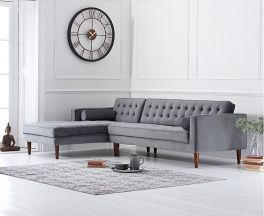 Idriana Grey Velvet Left Facing Chaise Sofa