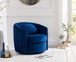 Sarana Blue Velvet Swivel Chair