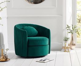 Sarana Green Velvet Swivel Chair