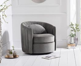 Sarana Grey Velvet Swivel Chair