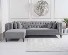 Tino Grey Linen Left Facing Chaise Sofa