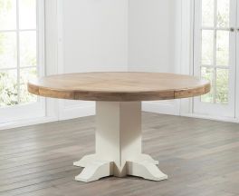 Turin 150cm Oak & Cream Round Dining Table