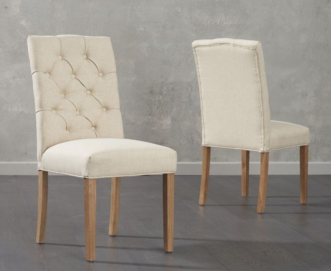 Clarissa Beige Fabric Dining Chairs Pair